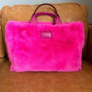 DKNY Hot Pink Faux Fur Tote Bag